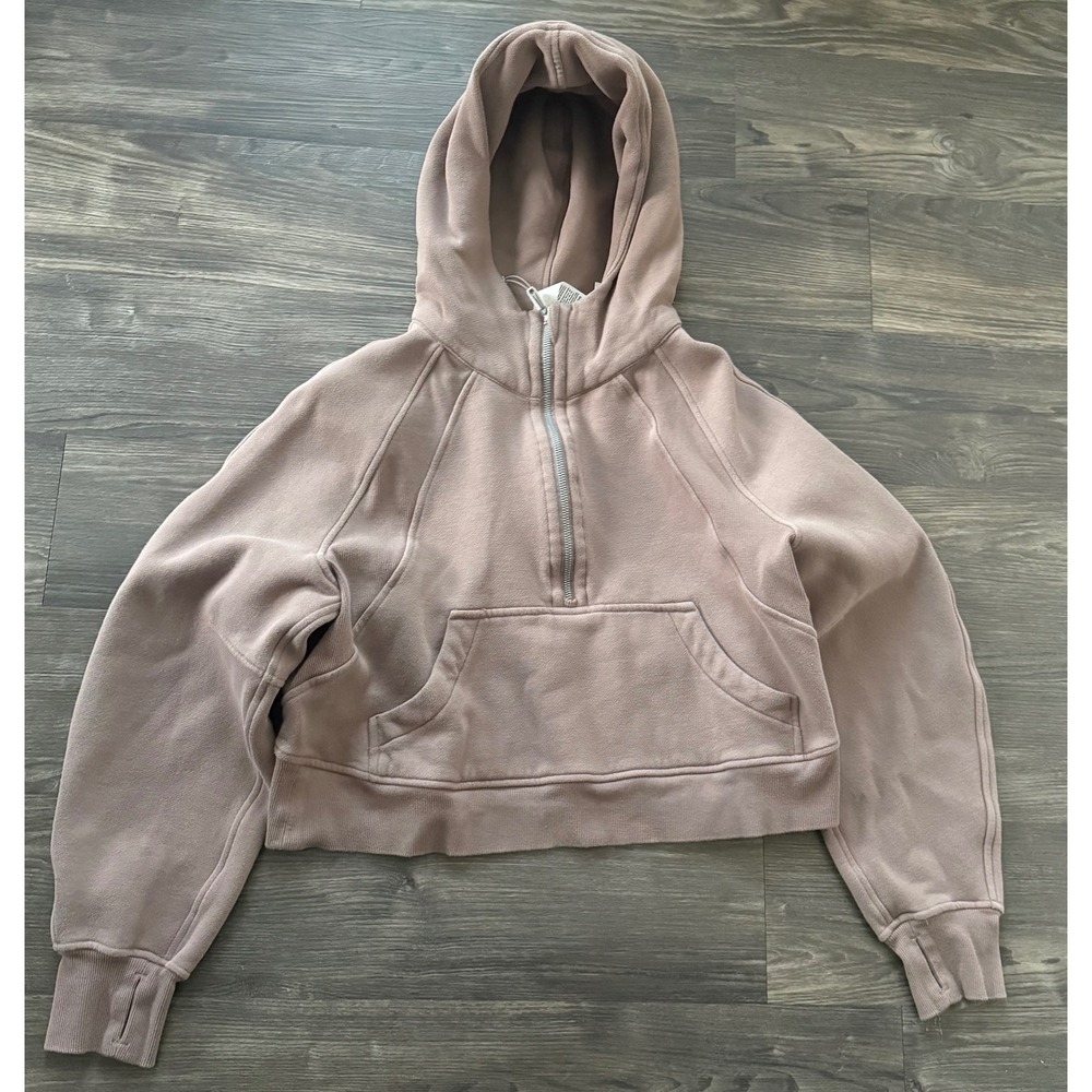 Lululemon Scuba Half Zip Cropped Hoodie sweatshirt Taupe XS/S Oversized Pullover